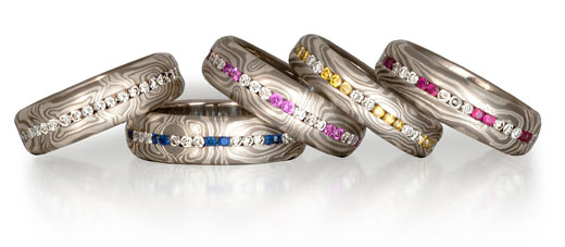 symmetry rings with diamonds and colored stones