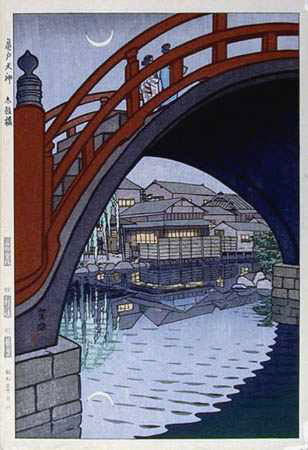 print of a japanese bridge