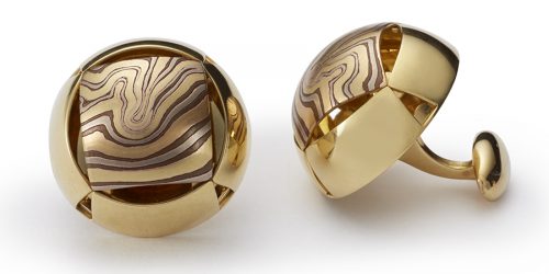 Puff cufflinks, designed with multi mokume combinations by George Sawyer in Minneapolis, MN